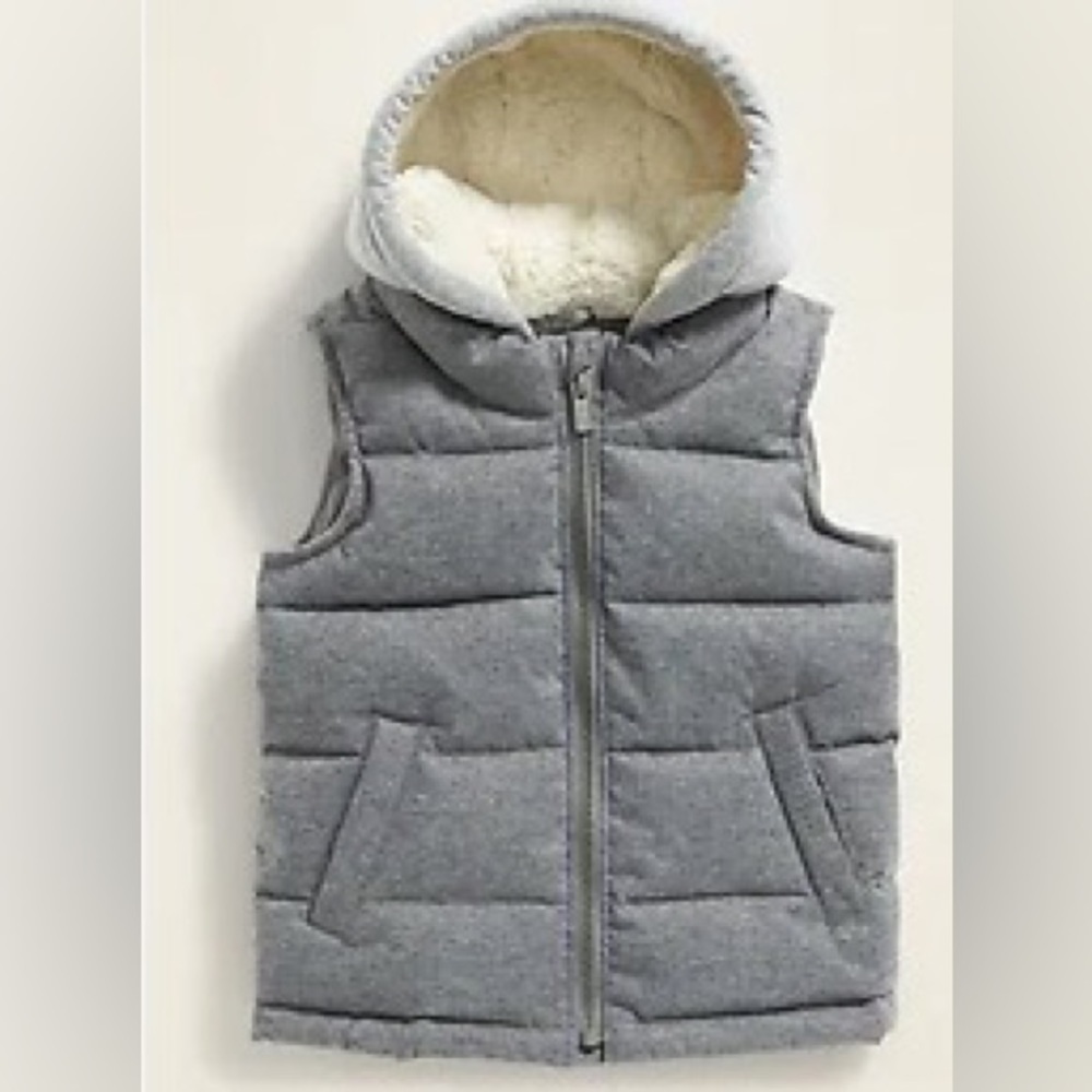 Kids Gray Hooded Puffer Vest
